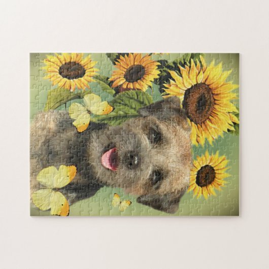 Puzzle de soleil de Terrier de frontière (Horizontal)
