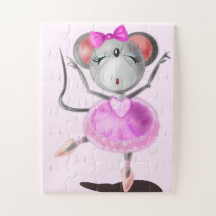 Puzzle de souris Ballerina - Votre couleur - Texte