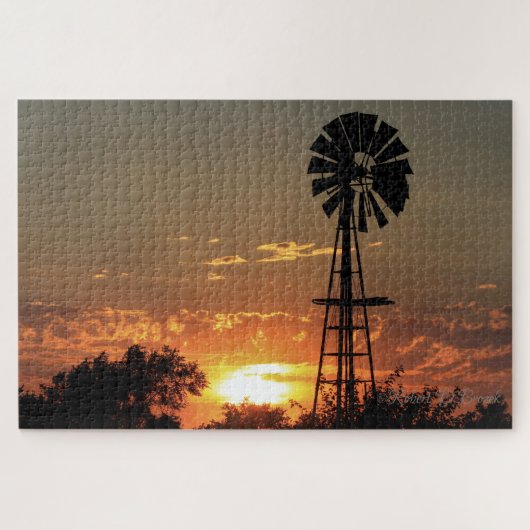 Puzzle de Sunset de moulin à vent de Kansas (Horizontal)
