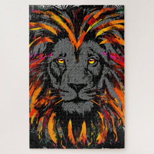 Puzzle de tête de lion   Puzzle de Lion orange
