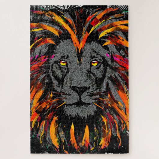 Puzzle de tête de lion | Puzzle de Lion orange (Vertical)