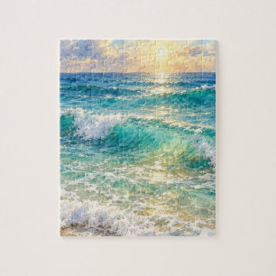 Puzzle de vagues océaniques au coucher du soleil