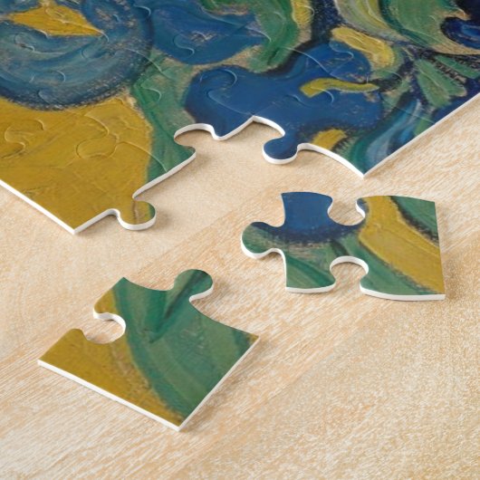 Puzzle de Van Gogh Irises| bleu vert jaune (Côté)