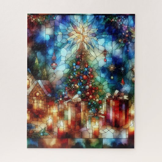 Puzzle de verre coloré de Noël (Vertical)