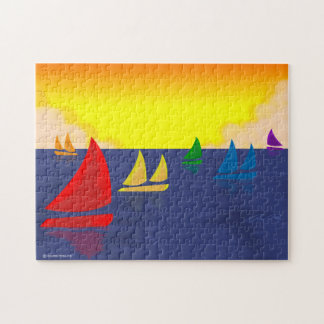 Puzzle de voiliers d'arc-en-ciel