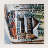 Puzzle de voiture antique d'hiver (Horizontal)