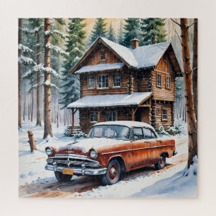 Puzzle de voiture antique d'hiver