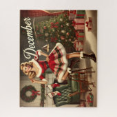 Puzzle Décembre Retro Noël Blonde Pin-Up Girl Jigsaw (Vertical)