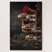 Puzzle Décor de Noël Basset Hound Snowy Sleigh (Vertical)