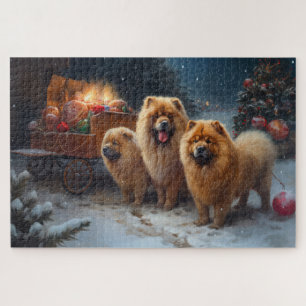 Puzzle Décor de Noël Chow Chow Snowy Sleigh