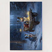 Puzzle Décor de Noël de l'hélier bleu neige (Vertical)