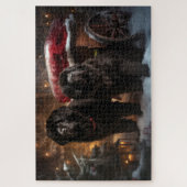 Puzzle Décor de Noël de Terre-Neuve Snowy Sleigh (Vertical)