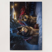Puzzle Décor de Noël Lapphund Snowy Sleigh (Vertical)