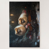 Puzzle Décor de Noël Poméranien Snowy Sleigh (Vertical)