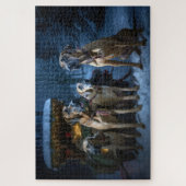 Puzzle Décor de Noël Rhodesian Ridgeback Snowy Sleigh (Vertical)