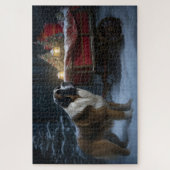 Puzzle Décor de Noël Saint Bernard Chariot de Neige (Vertical)