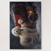 Puzzle Décor de Noël Traîneau enneigé Caniche (Vertical)