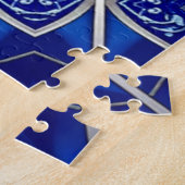 Puzzle décoratif bleu en forme de pièce (Côté)