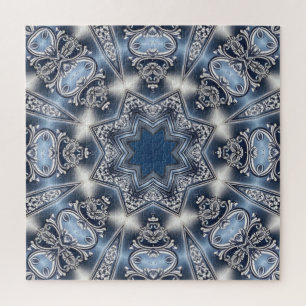 Puzzle décoratif bleu en forme de pièce