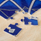 Puzzle décoratif bleu en forme de pièce (Côté)