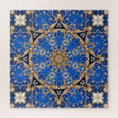 Puzzle décoratif bleu or (Horizontal)