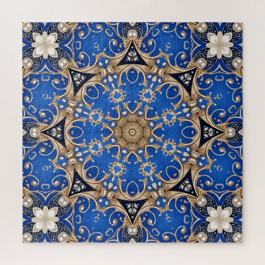 Puzzle décoratif bleu or (Vertical)