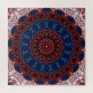 Puzzle décoratif rouge bleu