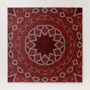 Puzzle décoratif rouge en forme de pièce