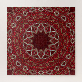 Puzzle décoratif rouge en forme de pièce