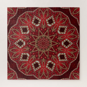 Puzzle décoratif rouge en forme de pièce