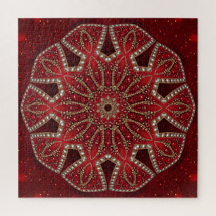 Puzzle décoratif rouge en forme de pièce