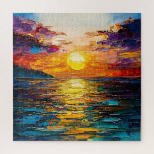 Puzzle Décoration de maison de plage colorée Coucher de s