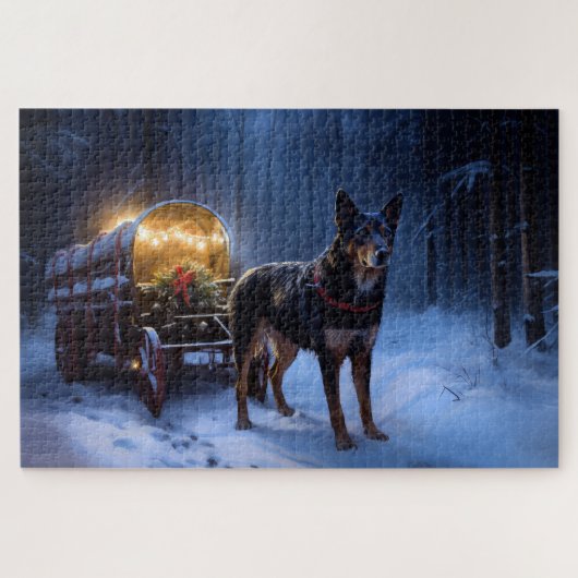 Puzzle Décoration de Noël de traîneau enneigé de Kelpie a (Horizontal)