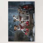 Puzzle Décoration de Noël Jack Russell enneigée (Vertical)