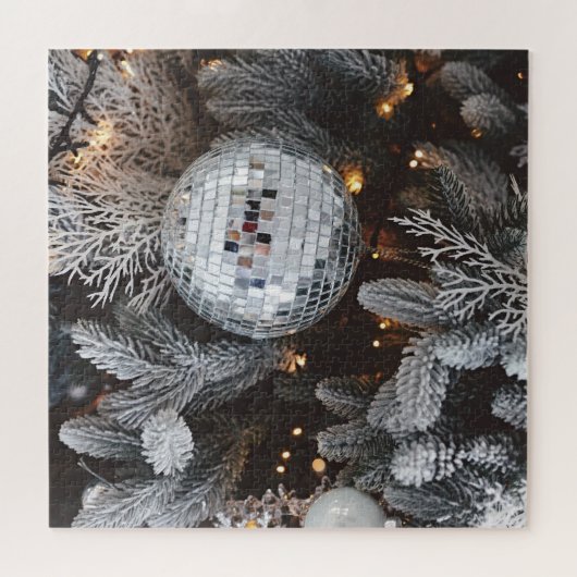 Puzzle Décorations d'arbres de Noël, fond lumineux festif (Horizontal)