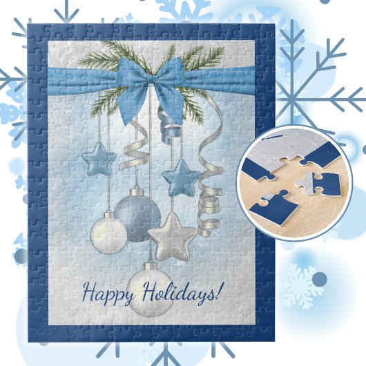 Puzzle Décorations multiples pour Noël bleu 28x35 cm 
