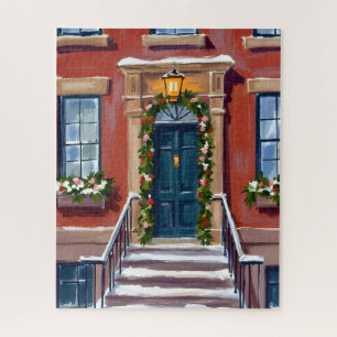 Puzzle Décorez le hall Brownstone de Noël de la ville