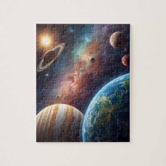 Puzzle Deep Space Planets Nebula Jupiter Earth (Vertical)