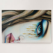 Puzzle Déesse aux yeux bleus avec des larmes d'or (Horizontal)