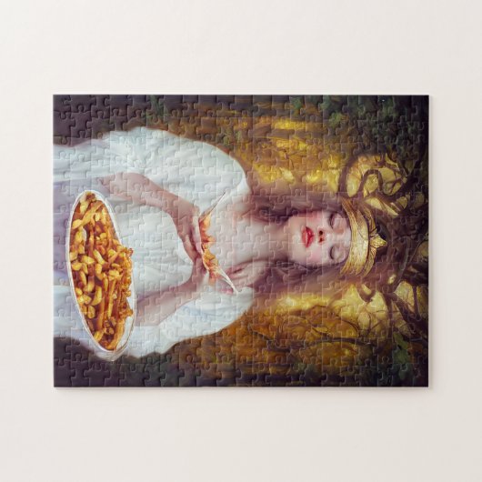Puzzle Déesse avec une assiette remplie d'art IA poutine (Horizontal)