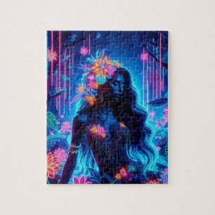 Puzzle Déesse de lumière Néon forêt art fantastique