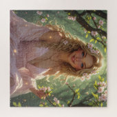 Puzzle Déesse du printemps Blonde Fleurs de pommier roses (Horizontal)