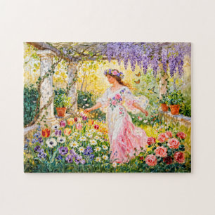 Puzzle Déesse grecque Flora dans un jardin