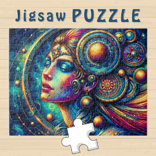 Puzzle Déesse Tête colorée ronde Bijoux Mars -