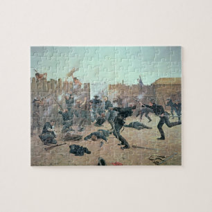 Puzzle Défense du fort : Les Indiens attaquent une