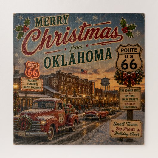 Puzzle Défi de Noël de la route 66 en Oklahoma (Vertical)