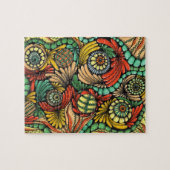 Puzzle Défi Zentangle Tropical Vert et Orange Ab (Horizontal)