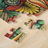 Puzzle Défi Zentangle Tropical Vert et Orange Ab (Côté)