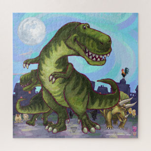 Puzzle Défilé d'animaux : Dinosaures dans la ville