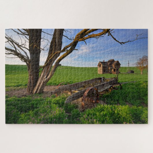 Puzzle Délabrement d'une ancienne ferme dans le champ de  (Horizontal)